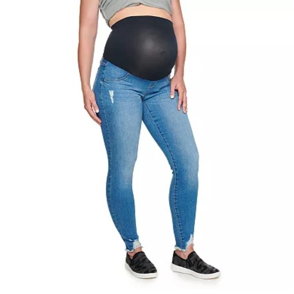 Maternity Sonoma Goods For Life® 12 14 Black Over-The-Belly Jeggings New - Picture 3 of 3